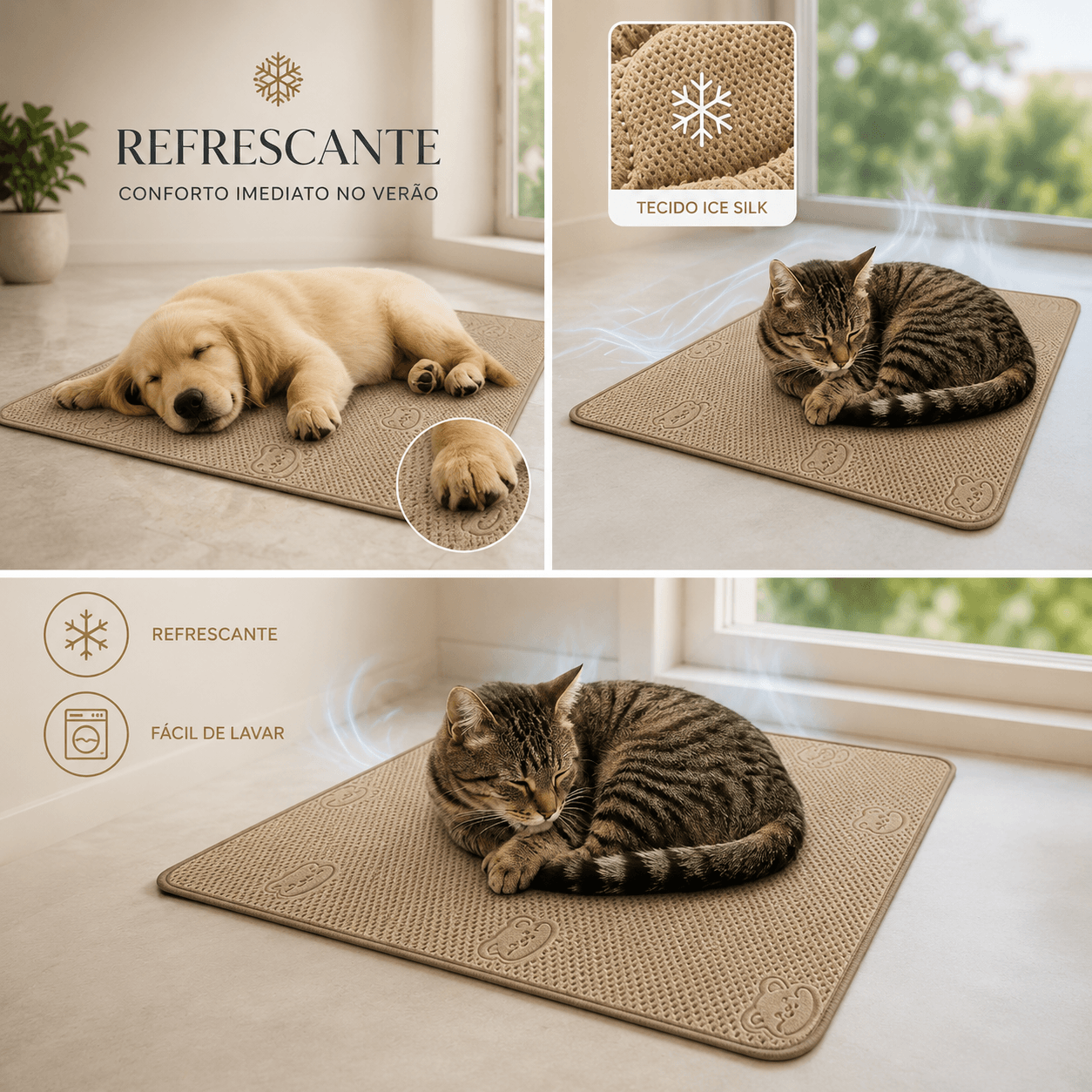 Tapete Refrescante para Animais – Cães e Gatos | Lavável e Respirável