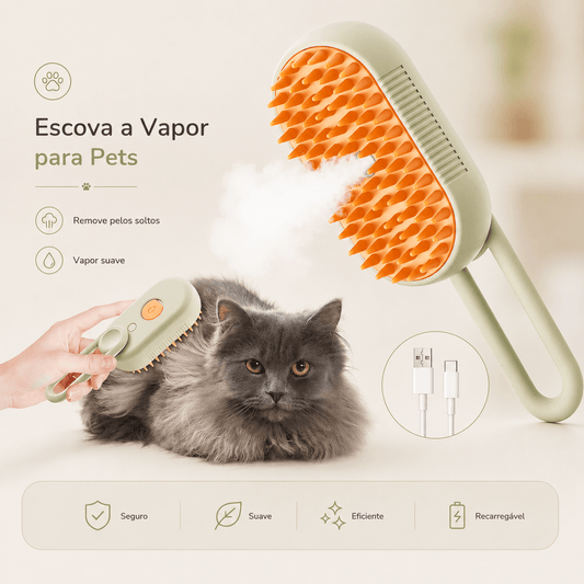 Cepillo 3 en 1 para Mascotas | Vapor, Masaje y Eliminación de Pelo