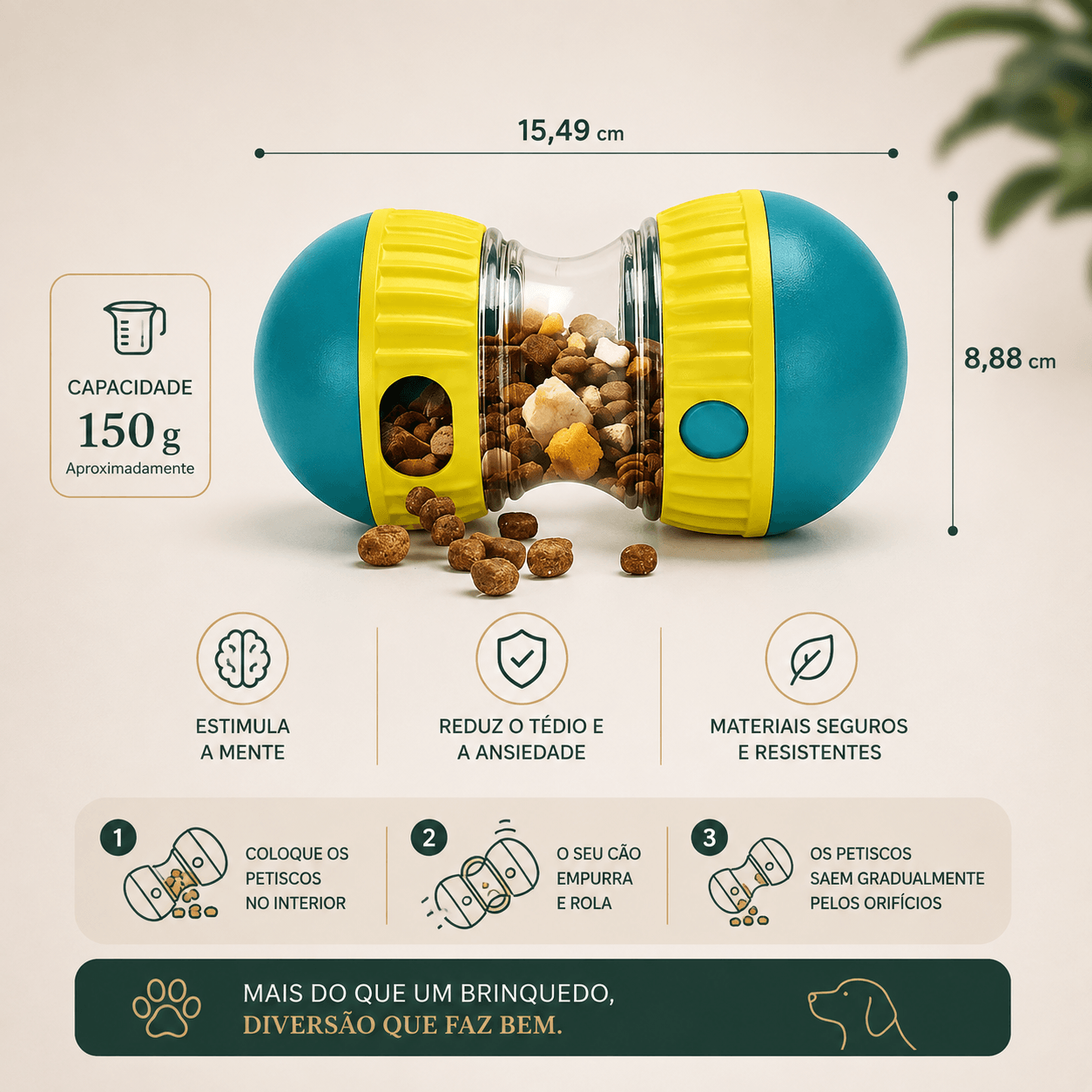 Brinquedo Interativo com Dispensador de Petiscos para Cães