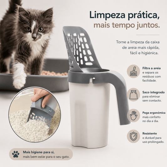 Pá para Areia de Gato com Saco Integrado (4 sacos de lixo)