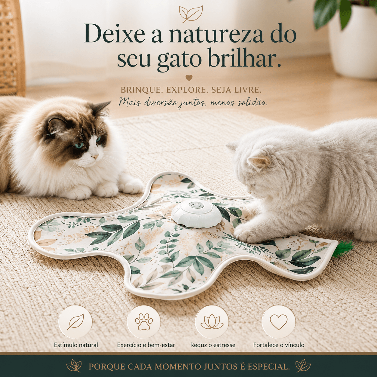 Tapete Inteligente para Gatos | Brinquedo Interativo Automático USB-C