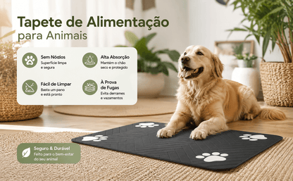 Tapete Absorvente para Comedouro de Cães e Gatos | Impermeável