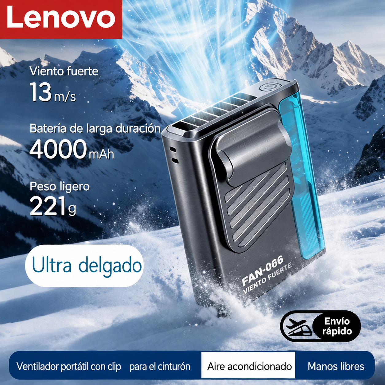 Ventilador Portátil Lenovo para Cintura – Manos Libres