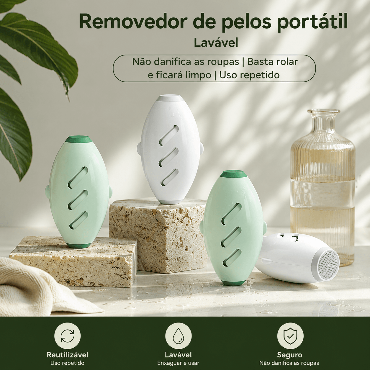 Removedor de Pelos e Fiapos Reutilizável – Lavável e Portátil