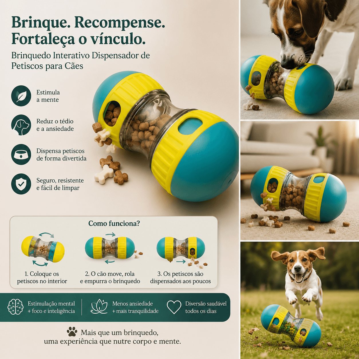 Brinquedo Interativo com Dispensador de Petiscos para Cães