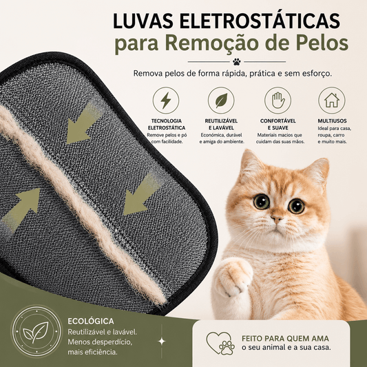2 Luvas Removedoras de Pelos Reutilizáveis
