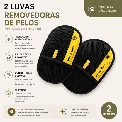 2 Luvas Removedoras de Pelos Reutilizáveis