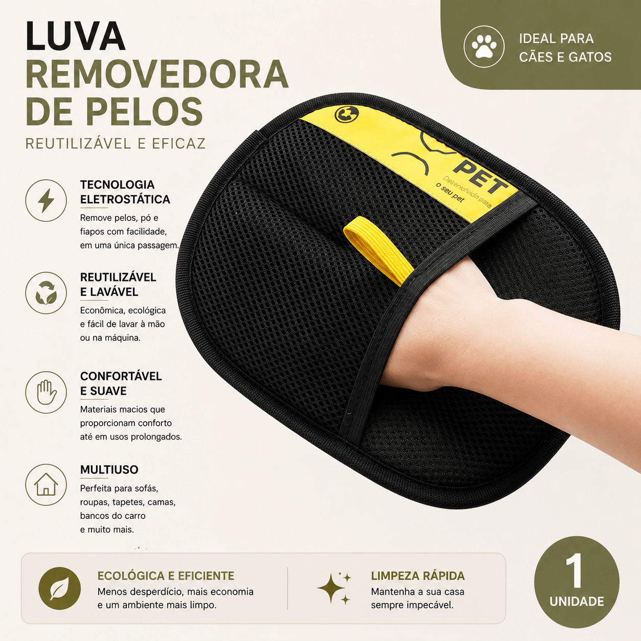 Guante Reutilizable para Quitar Pelos