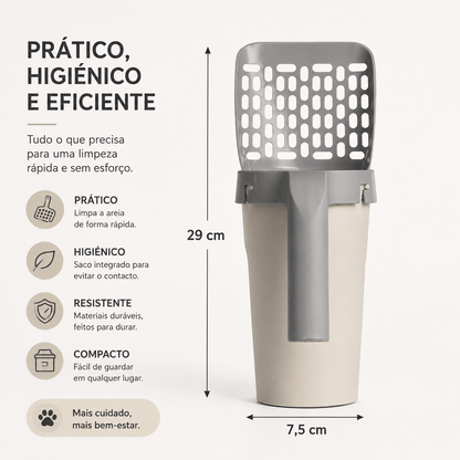Pá para Areia de Gato com Saco Integrado (4 sacos de lixo)