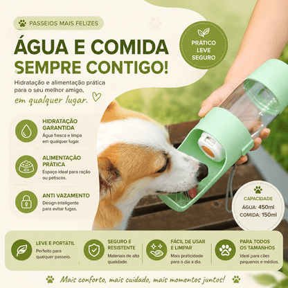 Garrafa Portátil 2 em 1 para Cães e Gatos – Água + Ração | 500ml