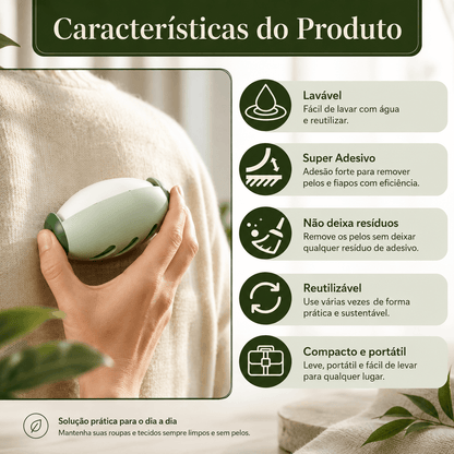 Removedor de Pelos e Fiapos Reutilizável – Lavável e Portátil