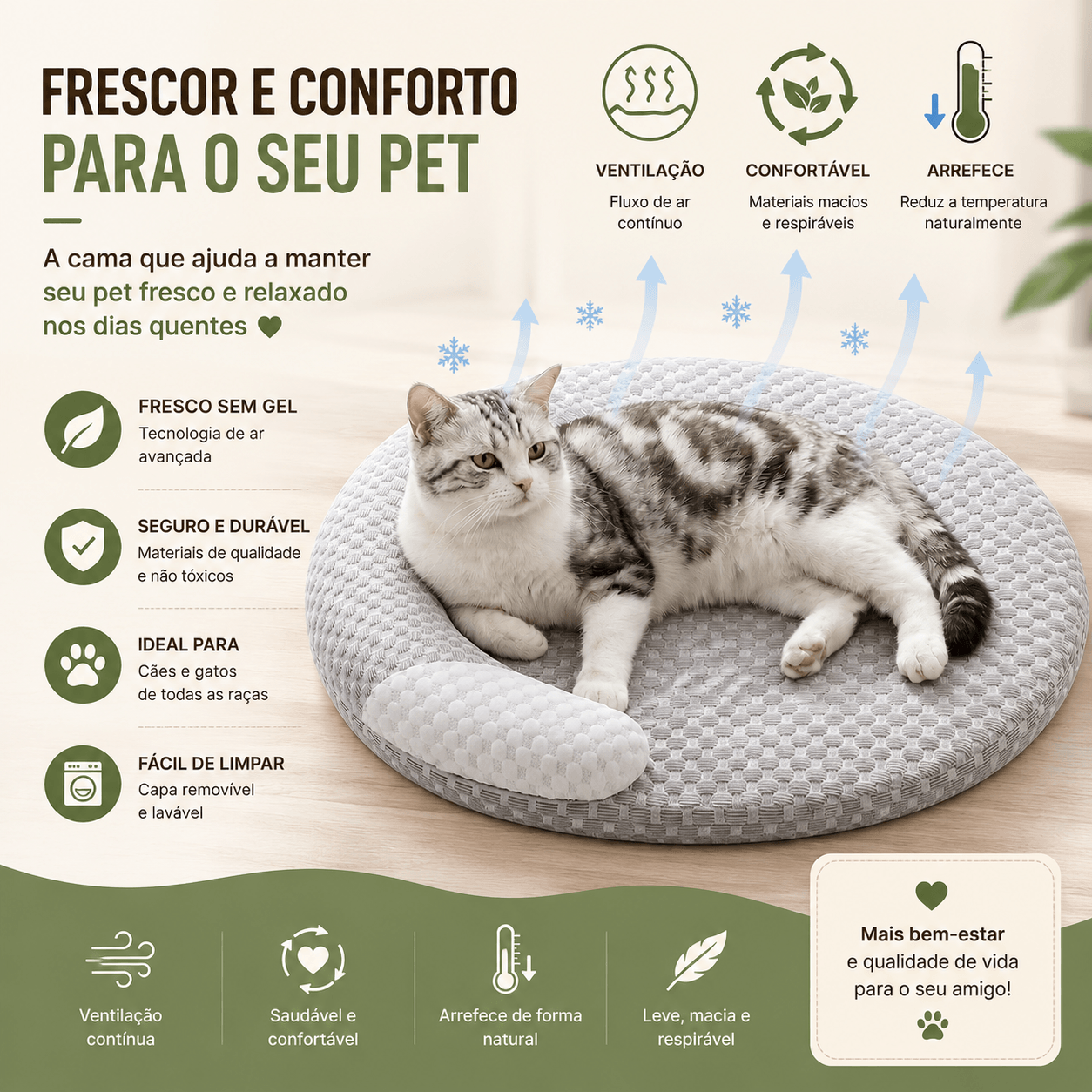 Cama Refrescante Premium para Cães e Gatos