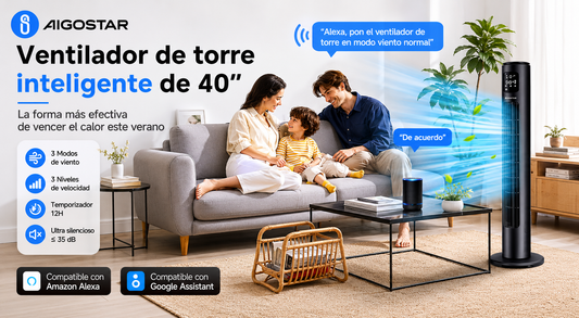 ❄️ Ventilador de Torre Inteligente AIGOSTAR 40" – Frescura Premium para tu Hogar