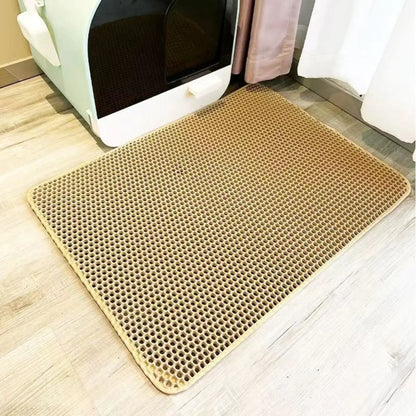 Alfombrilla sanitaria para gatos extragrande resistente impermeable 2 capas antideslizante lavable protector de suelo para mascotas y detenedor de arena para arenero