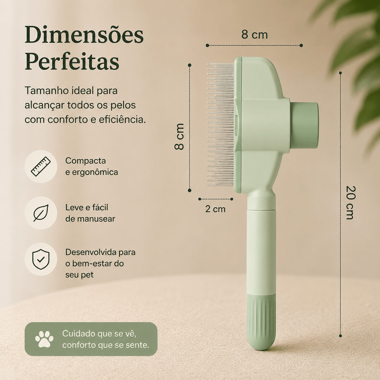 Escova Autolimpante para Gatos e Cães – Remove Pelos e Desembaraça sem Esforço