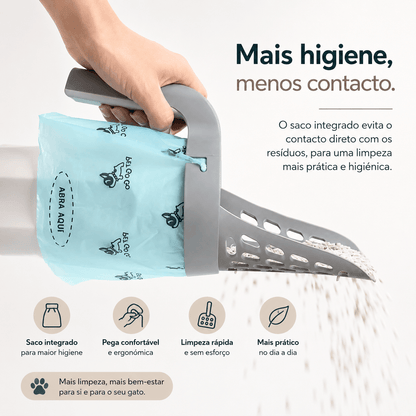 Pá para Areia de Gato com Saco Integrado (4 sacos de lixo)