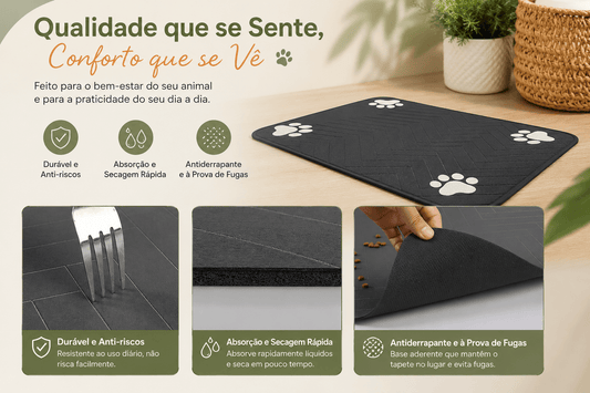 Tapete Absorvente para Comedouro de Cães e Gatos | Impermeável