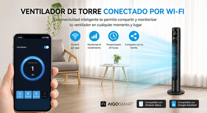 ❄️ Ventilador de Torre Inteligente AIGOSTAR 40" – Frescura Premium para tu Hogar