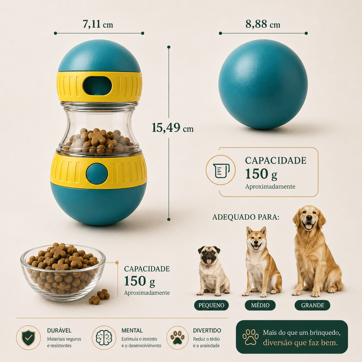 Brinquedo Interativo com Dispensador de Petiscos para Cães