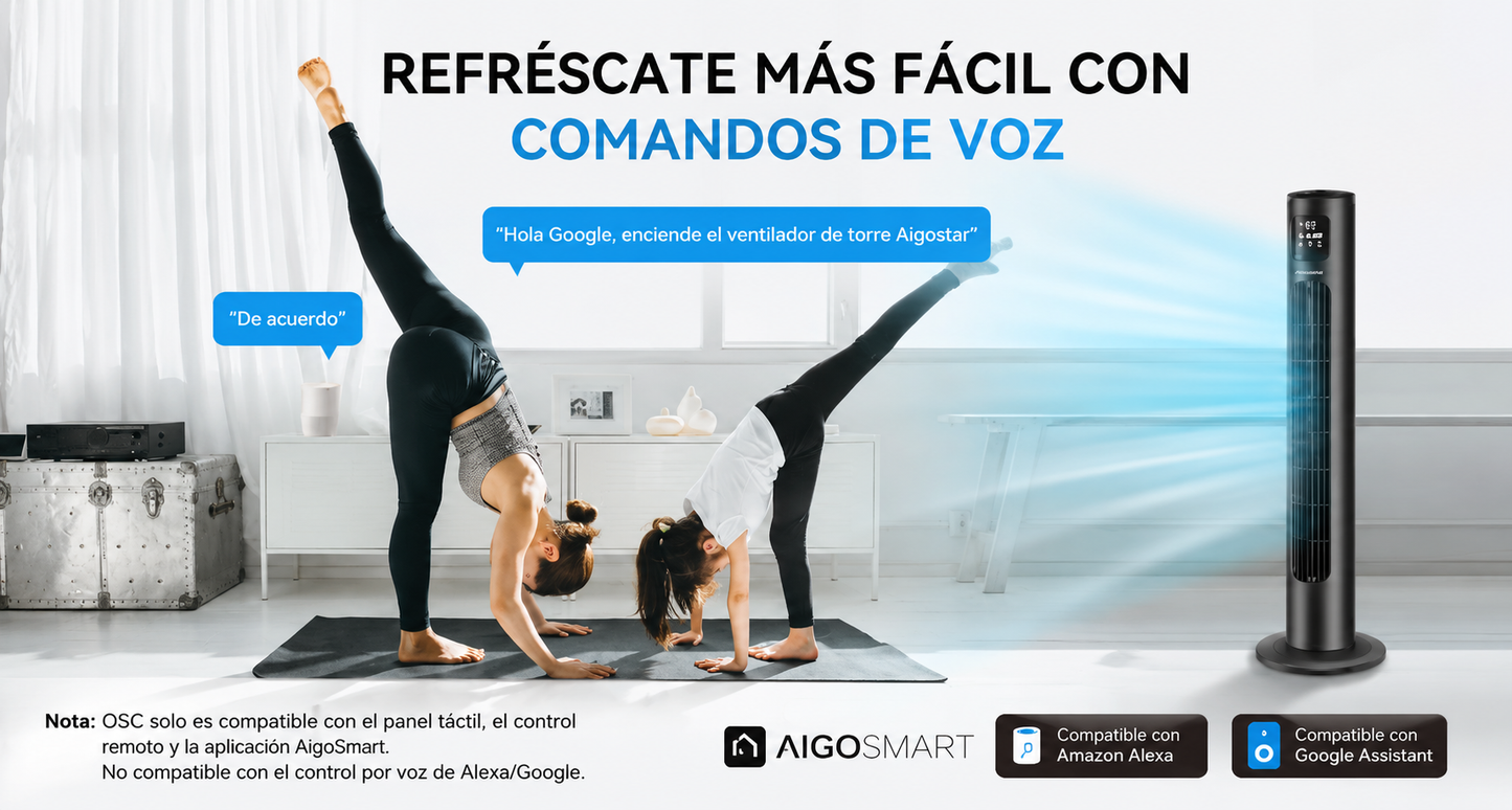 ❄️ Ventilador de Torre Inteligente AIGOSTAR 40" – Frescura Premium para tu Hogar