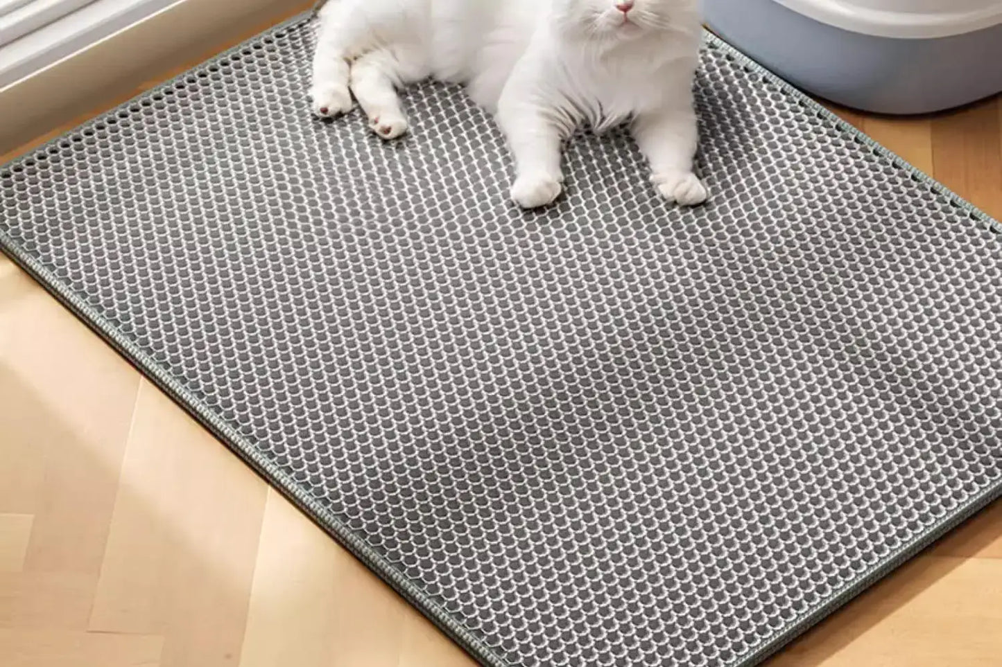 Alfombrilla sanitaria para gatos extragrande resistente impermeable 2 capas antideslizante lavable protector de suelo para mascotas y detenedor de arena para arenero