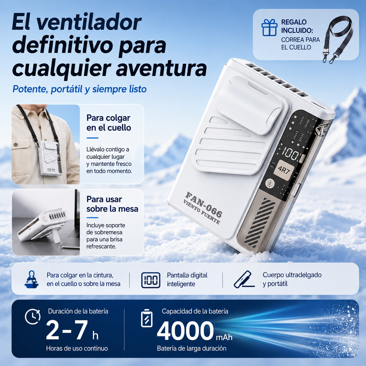 Ventilador Portátil Lenovo para Cintura – Manos Libres