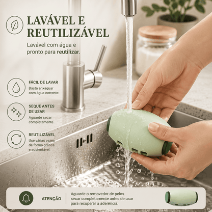 Removedor de Pelos e Fiapos Reutilizável – Lavável e Portátil
