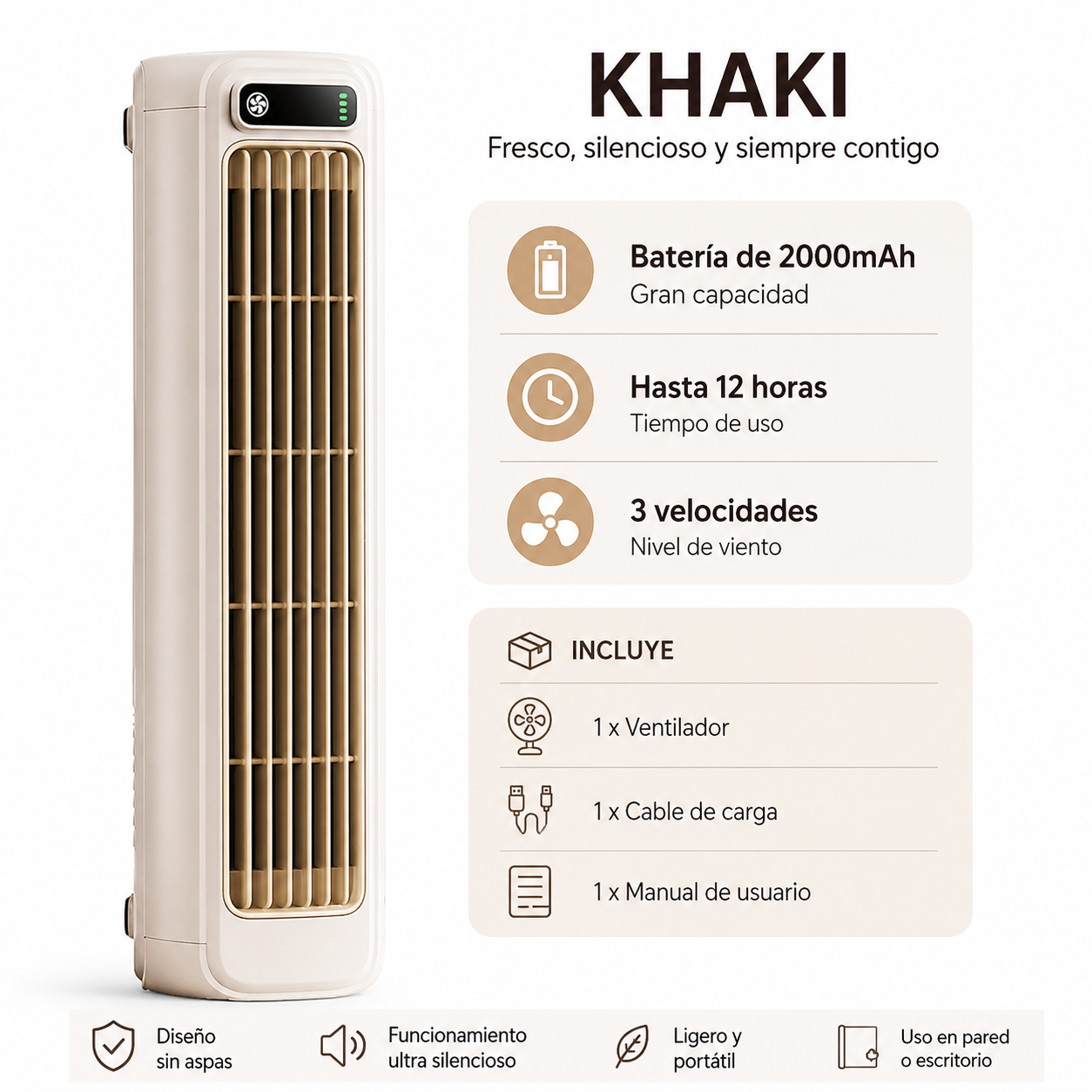CoolTower. Ventilador Portátil Sin Aspas USB