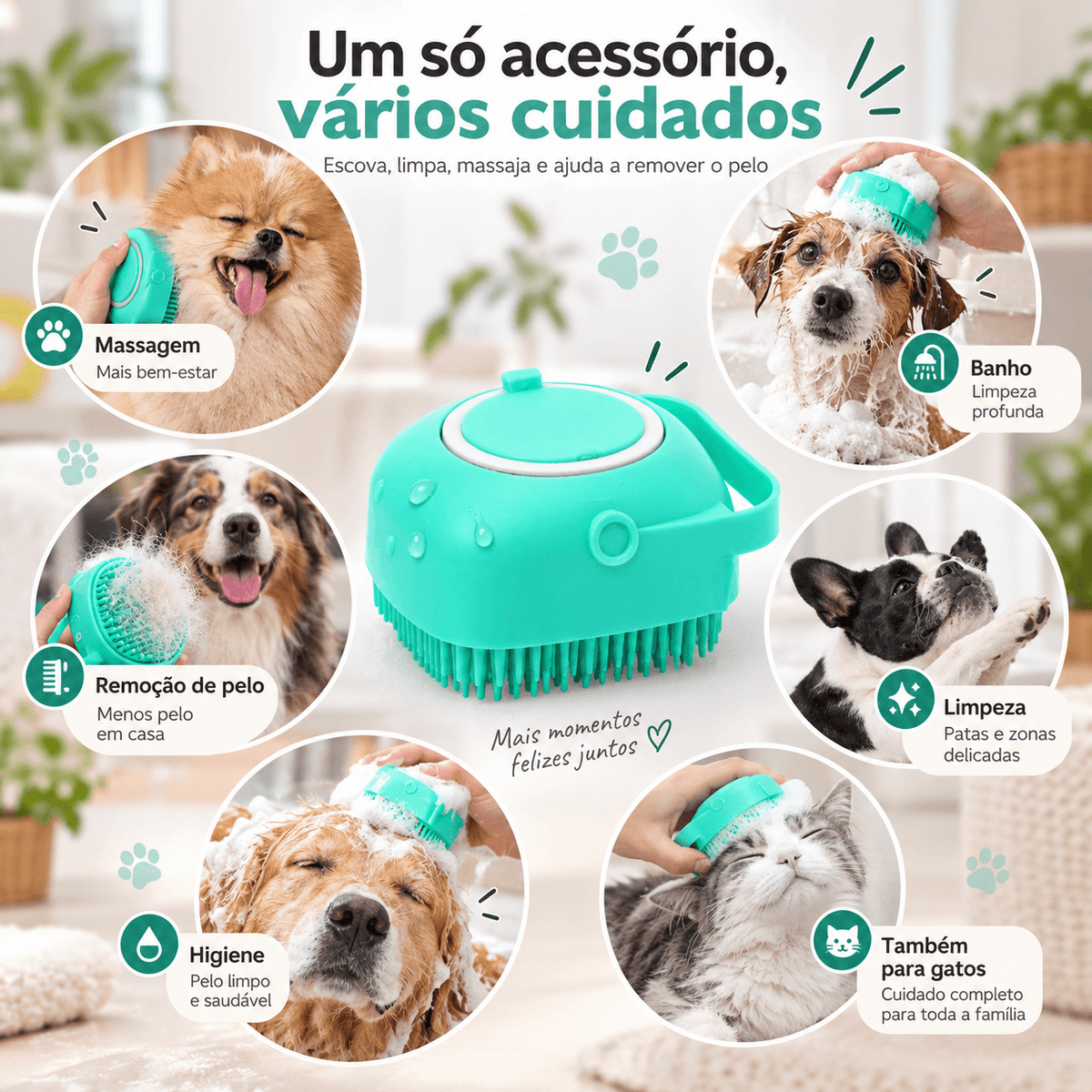 Escova 2 em 1 com Dispensador de Champô