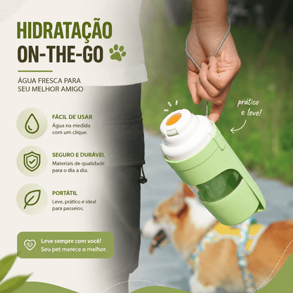 Garrafa Portátil 2 em 1 para Cães e Gatos – Água + Ração | 500ml