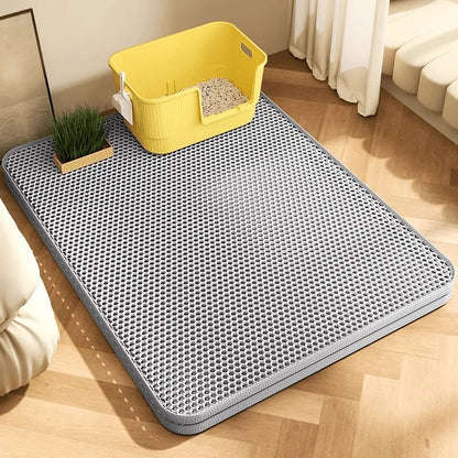 Alfombrilla sanitaria para gatos extragrande resistente impermeable 2 capas antideslizante lavable protector de suelo para mascotas y detenedor de arena para arenero