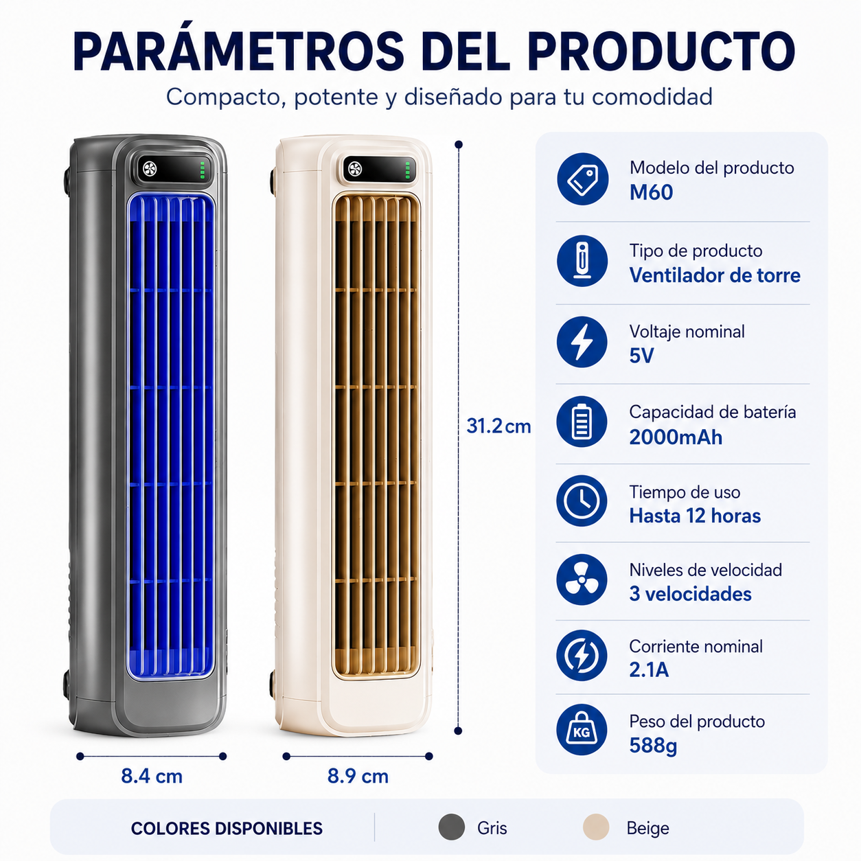 CoolTower. Ventilador Portátil Sin Aspas USB