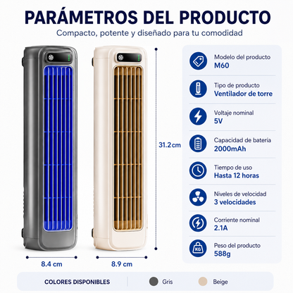 CoolTower. Ventilador Portátil Sin Aspas USB